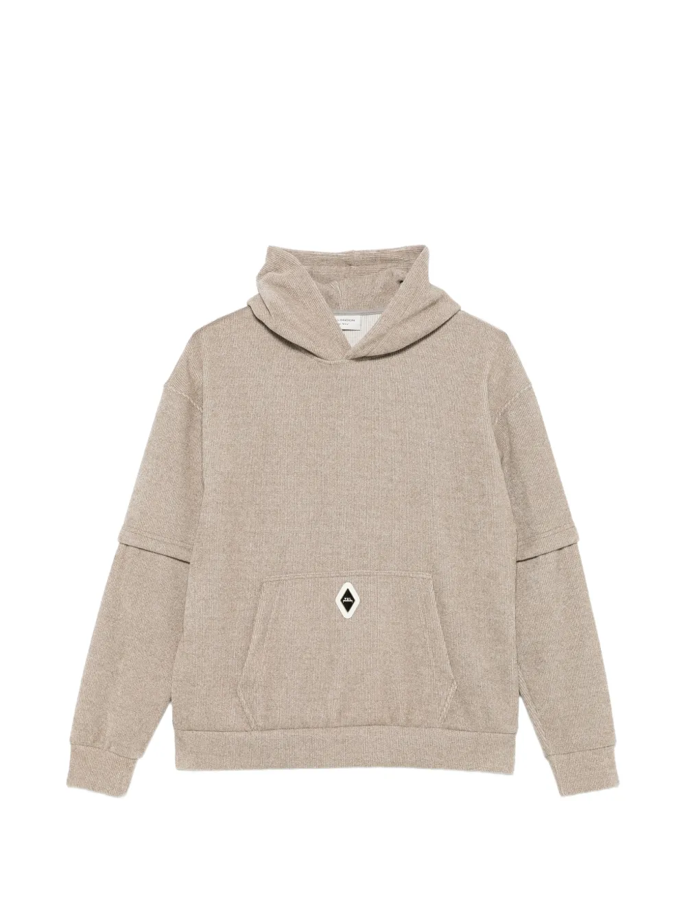YES LONDON ribbed logo-patch hoodie - Tons neutres YES LONDON ribbed logo-patch hoodie - Tons neutres