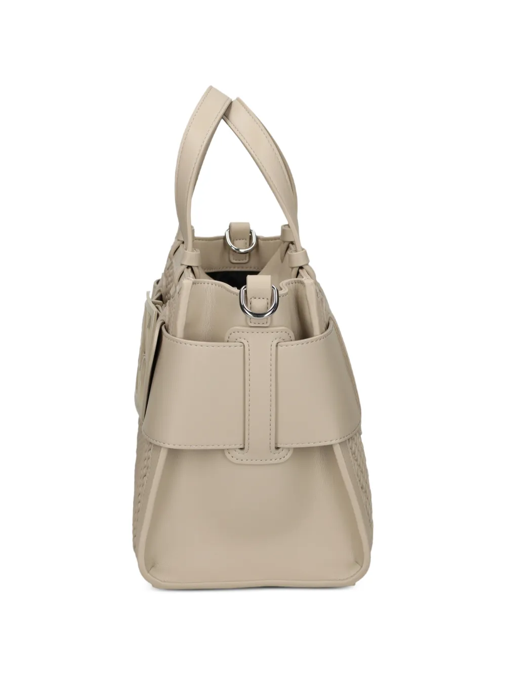 Armani Exchange logo-plaque woven-texture tote bag Beige