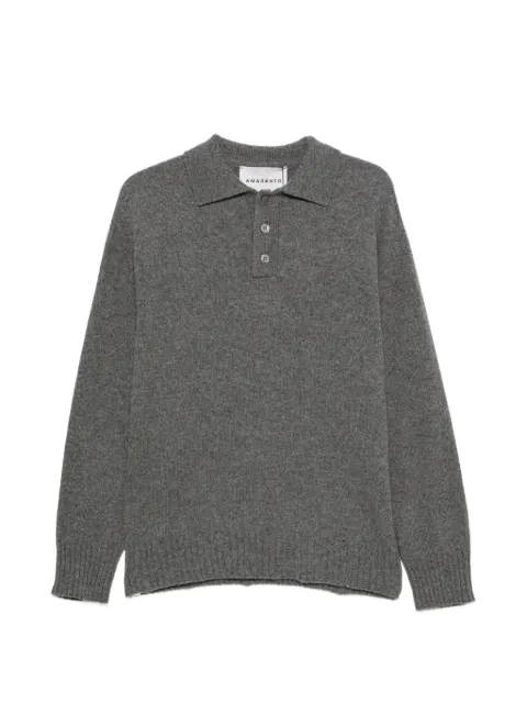 AMARANTO  ribbed-knit long-sleeve polo shirt