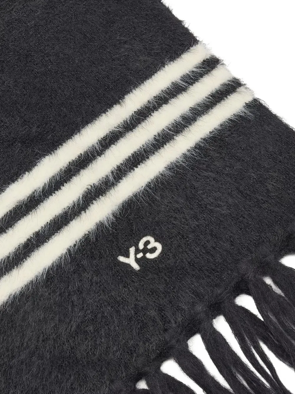 Y-3-Stripes sjaal met franje Zwart