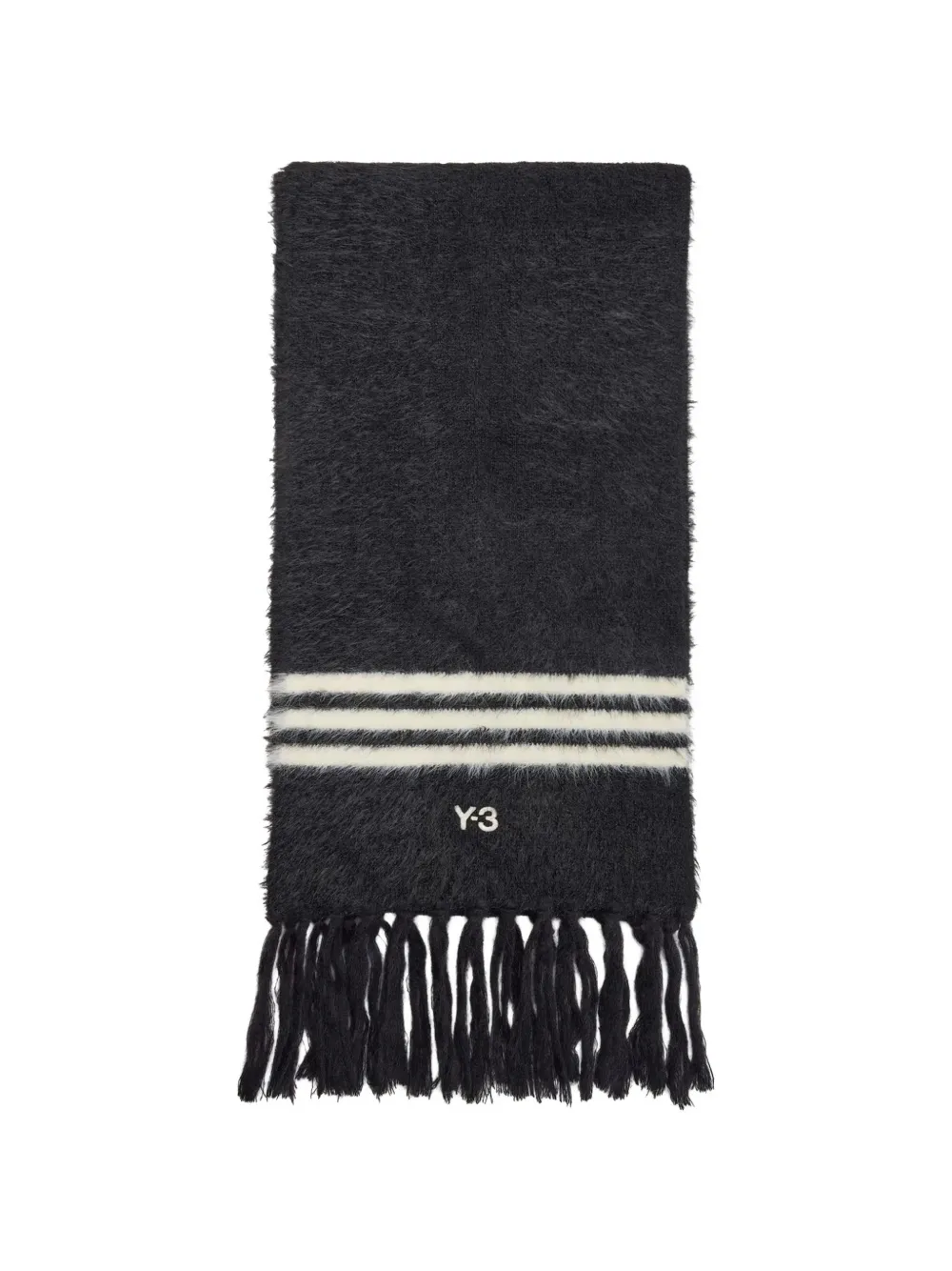 Y-3 3-Stripes fringed scarf