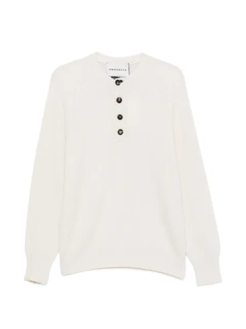 AMARANTO  ribbed-knit button-up sweater