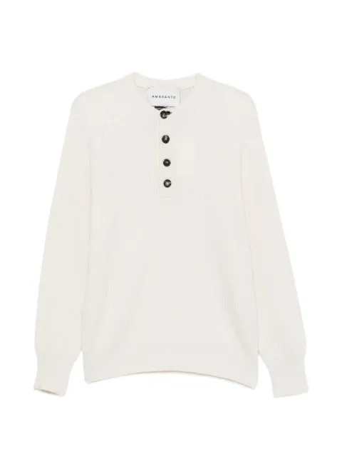 AMARANTO ribbed-knit button-up sweater