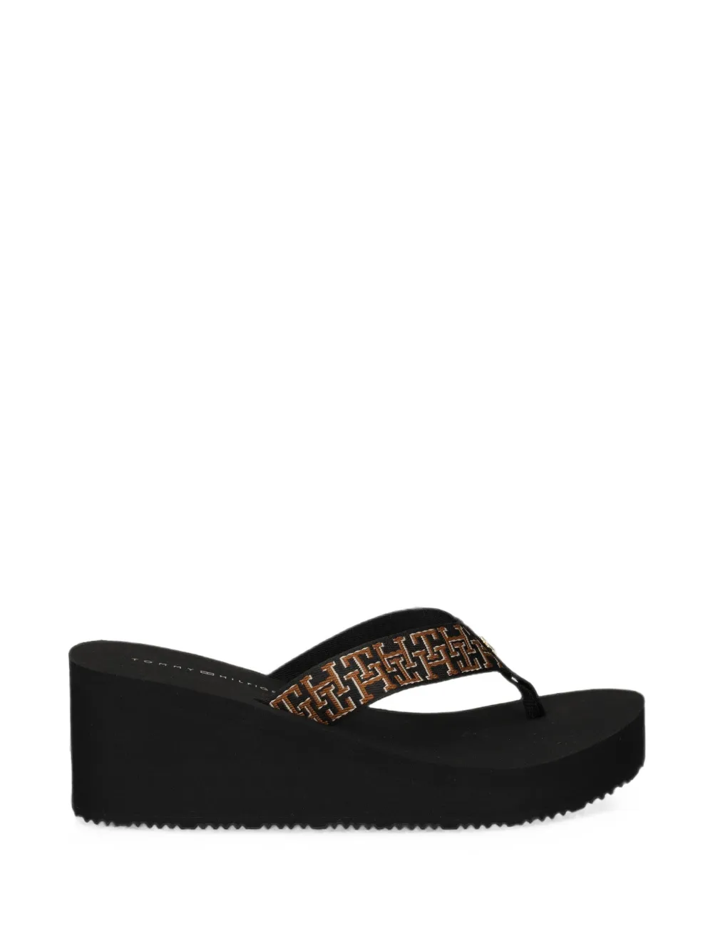 Tommy Hilfiger TH Monogram-print wedge flip-flops