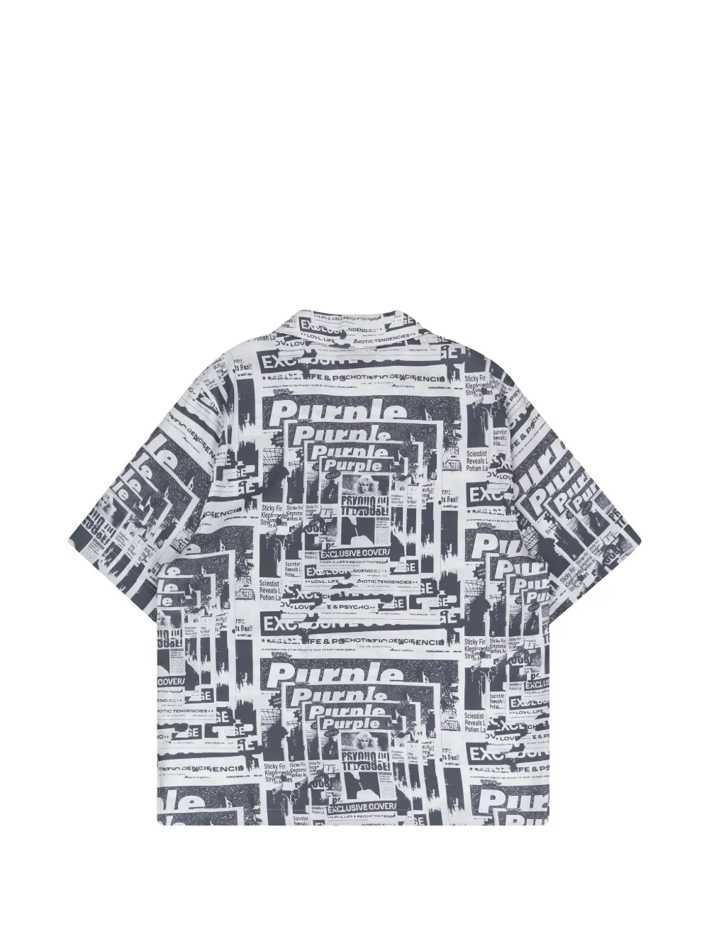 Purple Brand Tabloid-print short-sleeve shirt Grijs