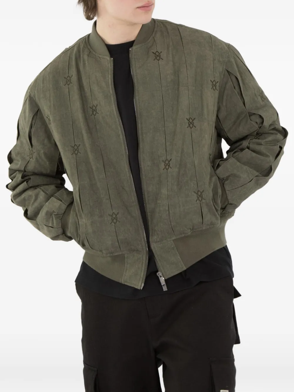 Daily Paper Rasal logo-embroidered bomber jacket Groen