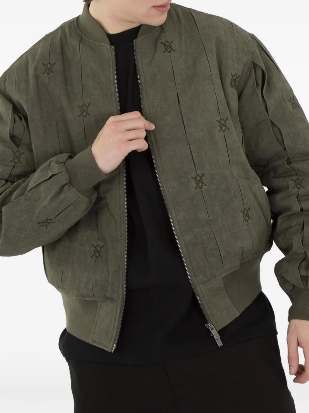 Daily Paper Rasal logo-embroidered bomber jacket Groen