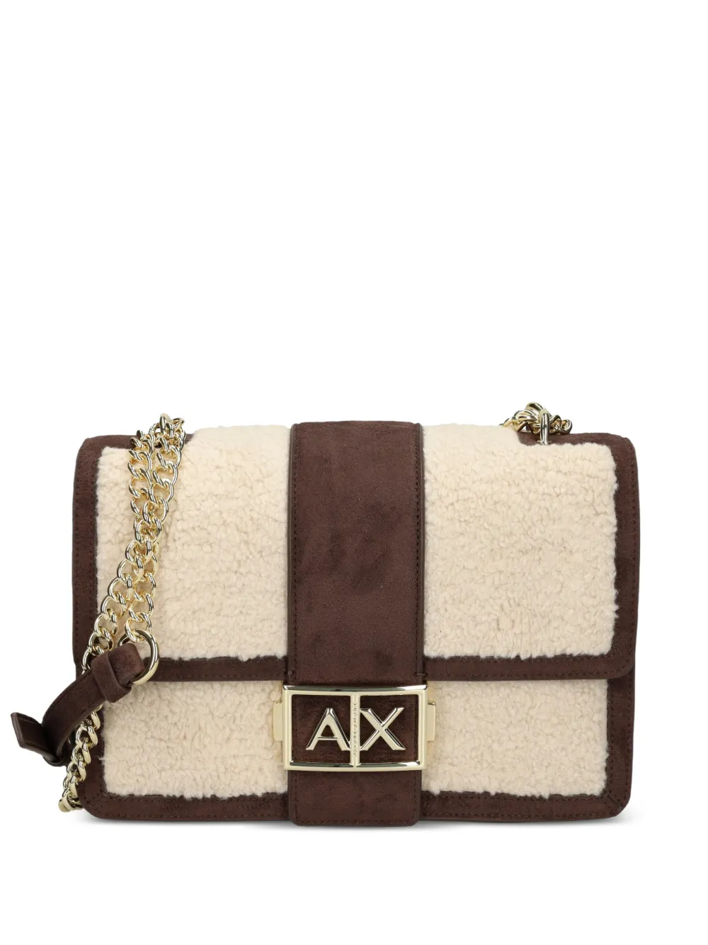 Armani Exchange Borsa a spalla con inserti effetto shearling - Toni neutri