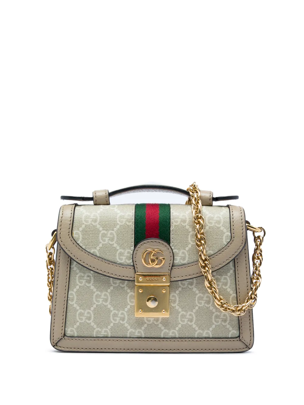 Gucci Pre-Owned 2016-2026 kleine GG Supreme Web Ophidia Satchel-Tasche - Nude