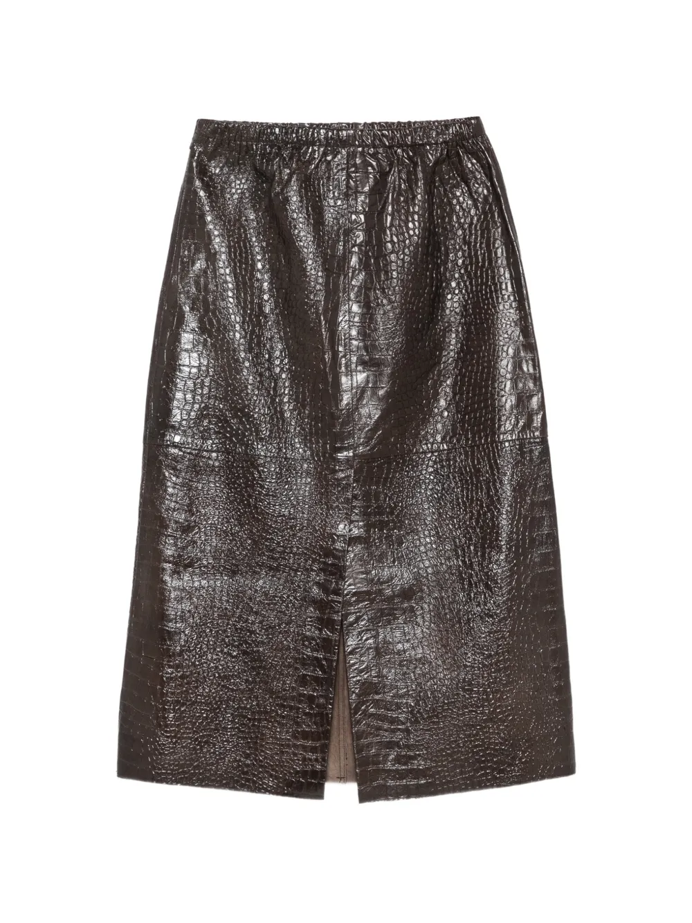 Alysi croc-effect leather midi skirt Bruin