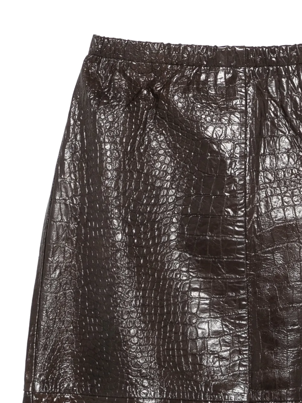 Alysi croc-effect leather midi skirt Bruin