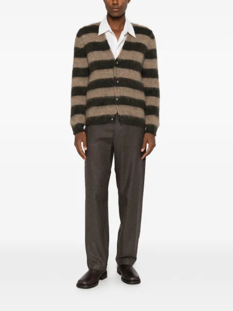 AMARANTO striped brushed-knit cardigan