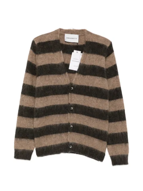 AMARANTO striped brushed-knit cardigan