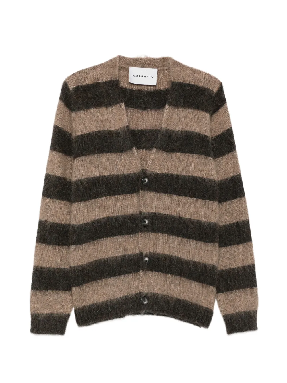 AMARANTO striped brushed-knit cardigan - Neutrals