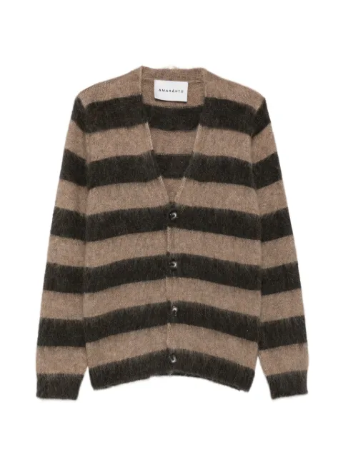 AMARANTO  striped brushed-knit cardigan