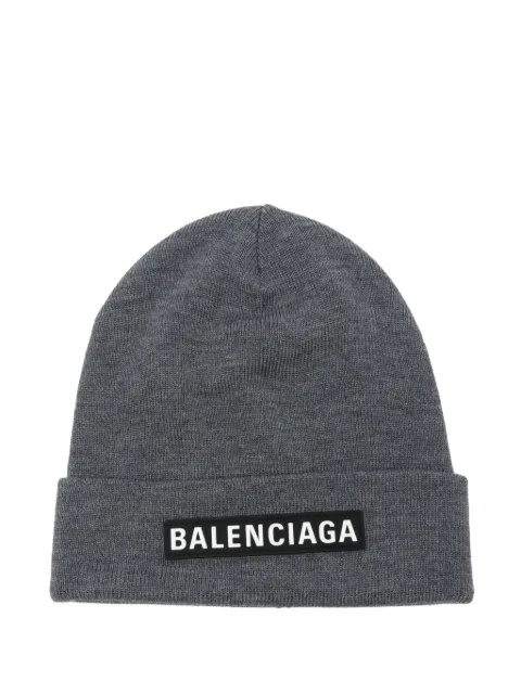 Balenciaga logo-patch beanie hat