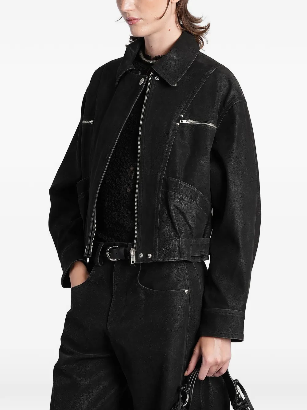 ISABEL MARANT zip-up panelled jacket Zwart