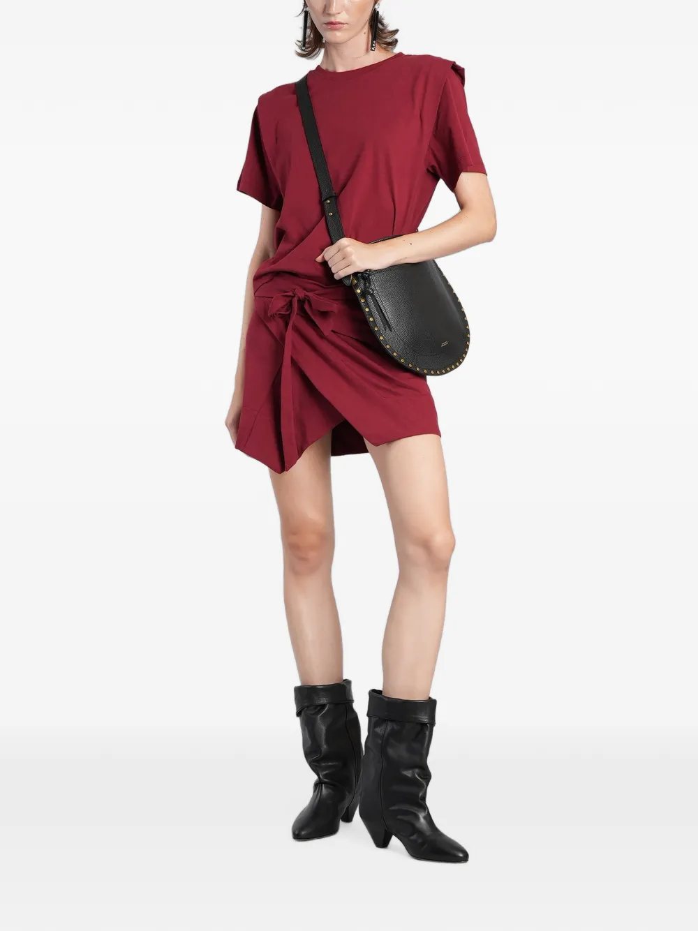 ISABEL MARANT Berenice mini-wikkelrok met gestrikte taille Rood