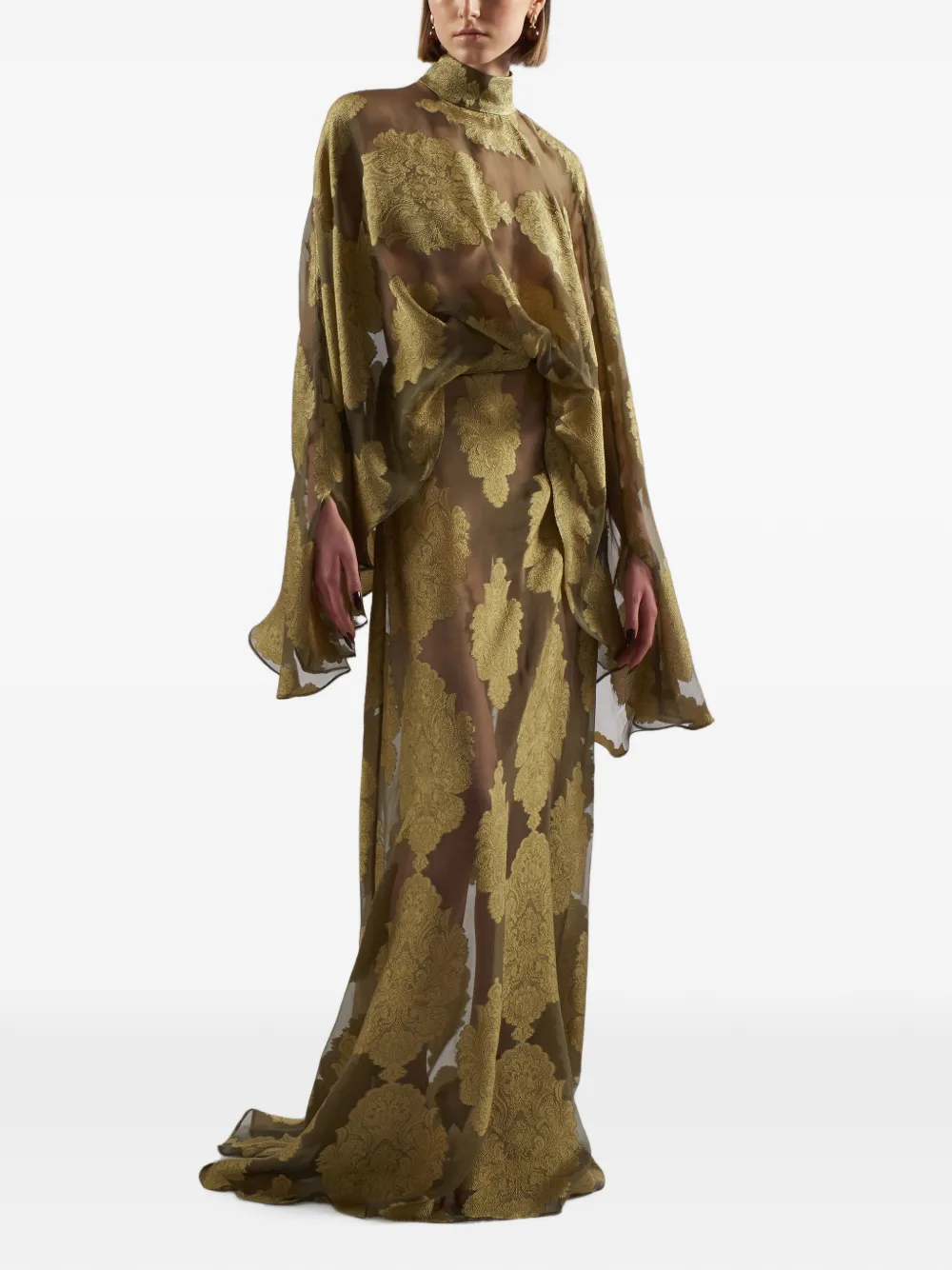 Taller Marmo Chimera maxi-jurk met damascus-jacquard Bruin