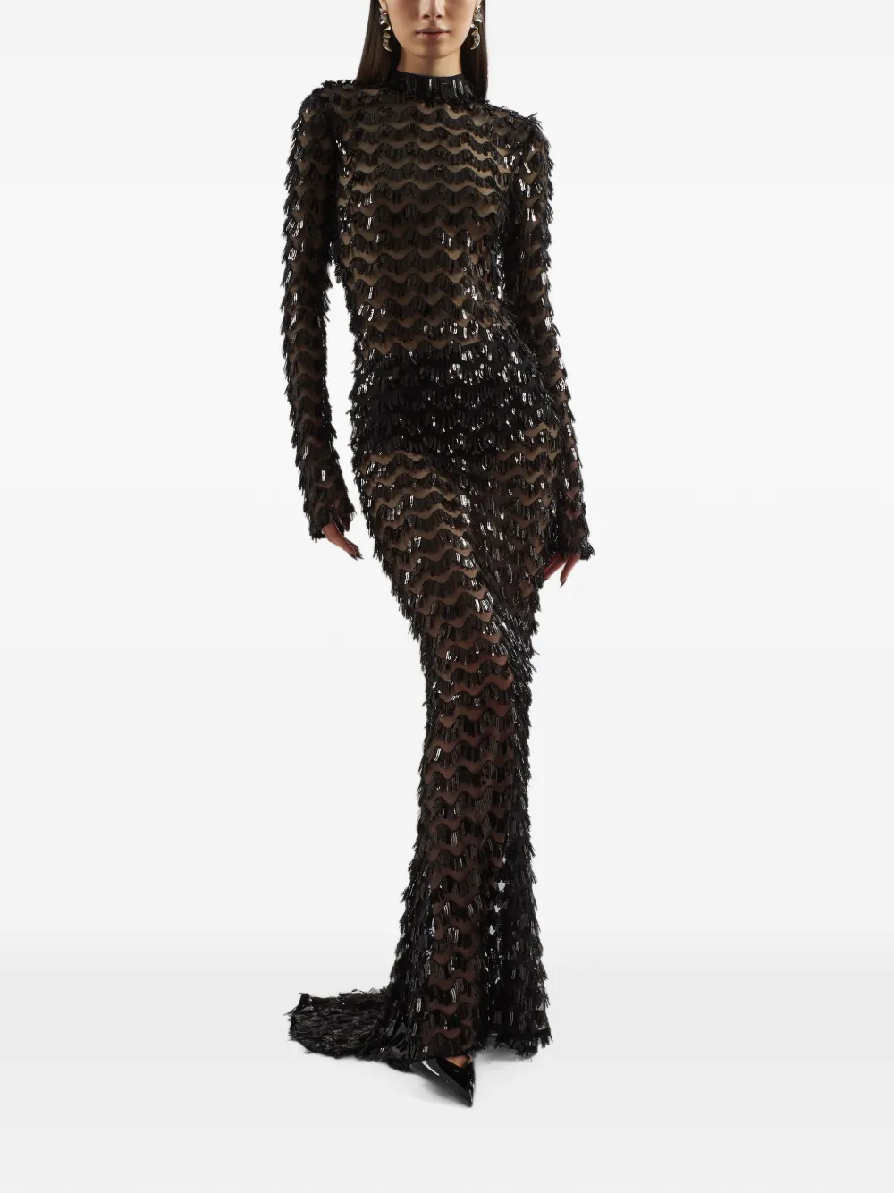 Taller Marmo Dragon Lady maxi-jurk verfraaid met pailletten Zwart