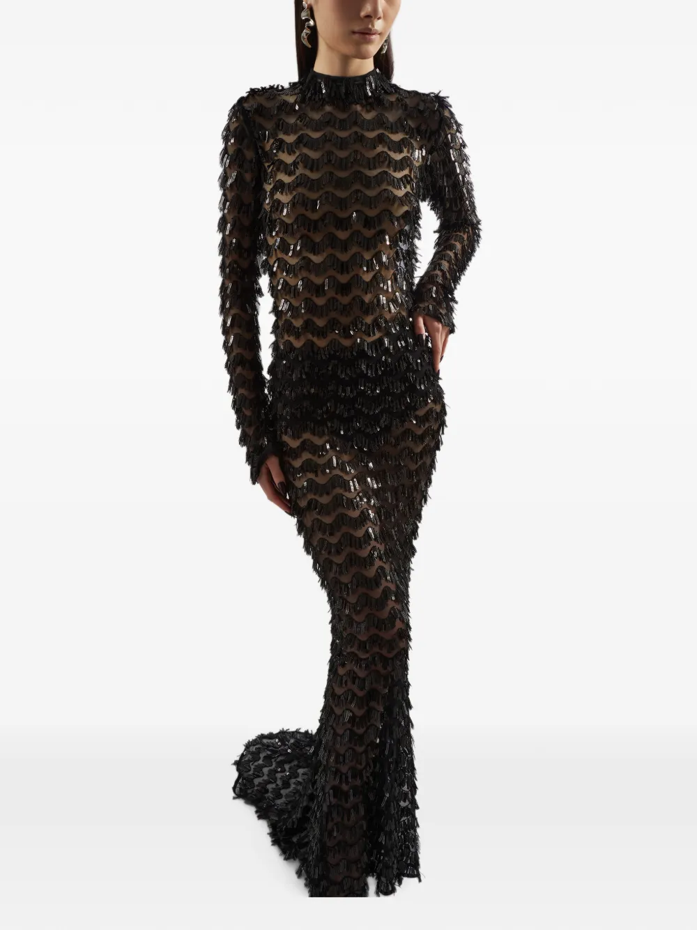Taller Marmo Dragon Lady maxi-jurk verfraaid met pailletten Zwart