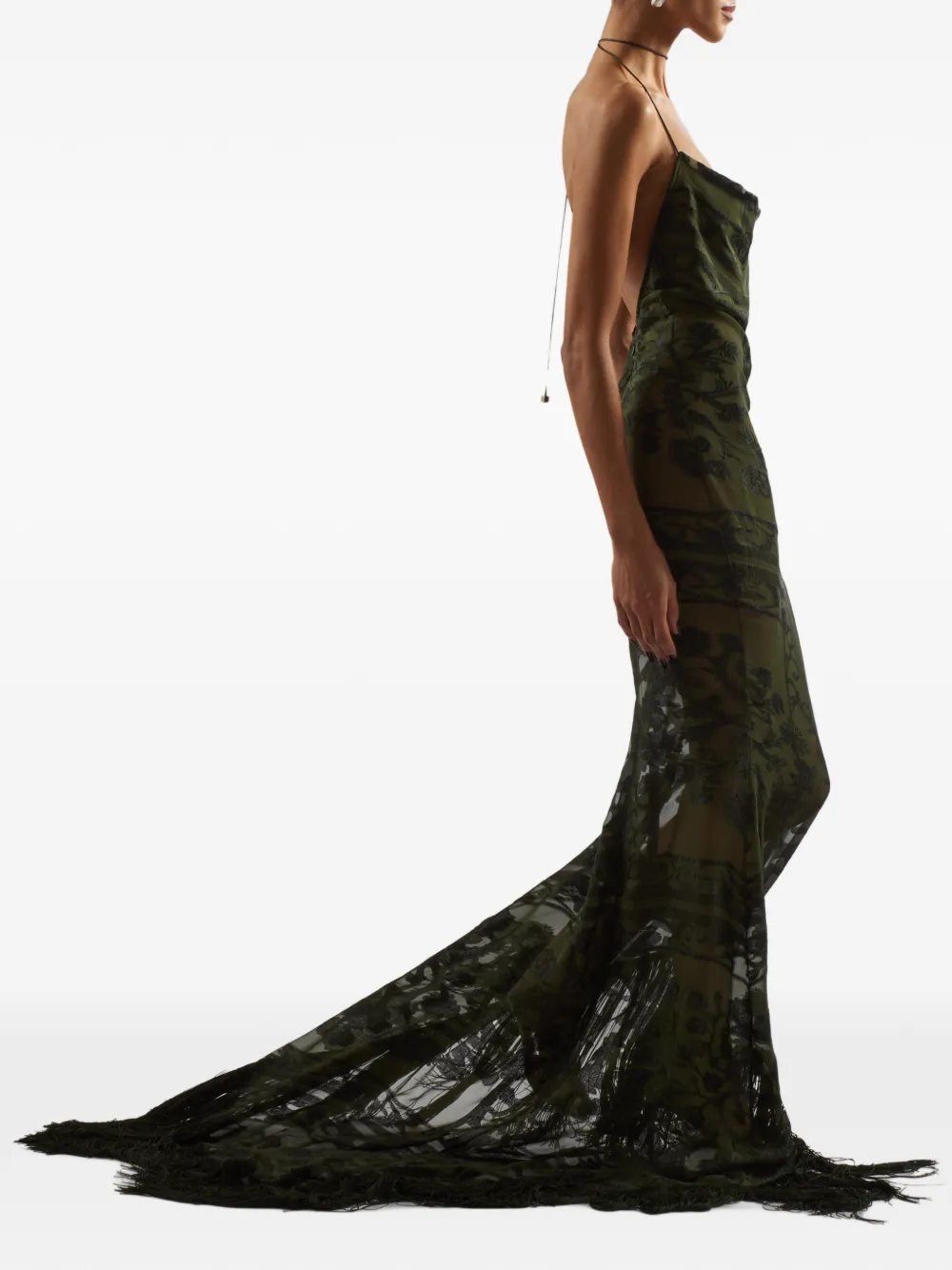Taller Marmo 1926 maxi-jurk met franje afwerking Groen