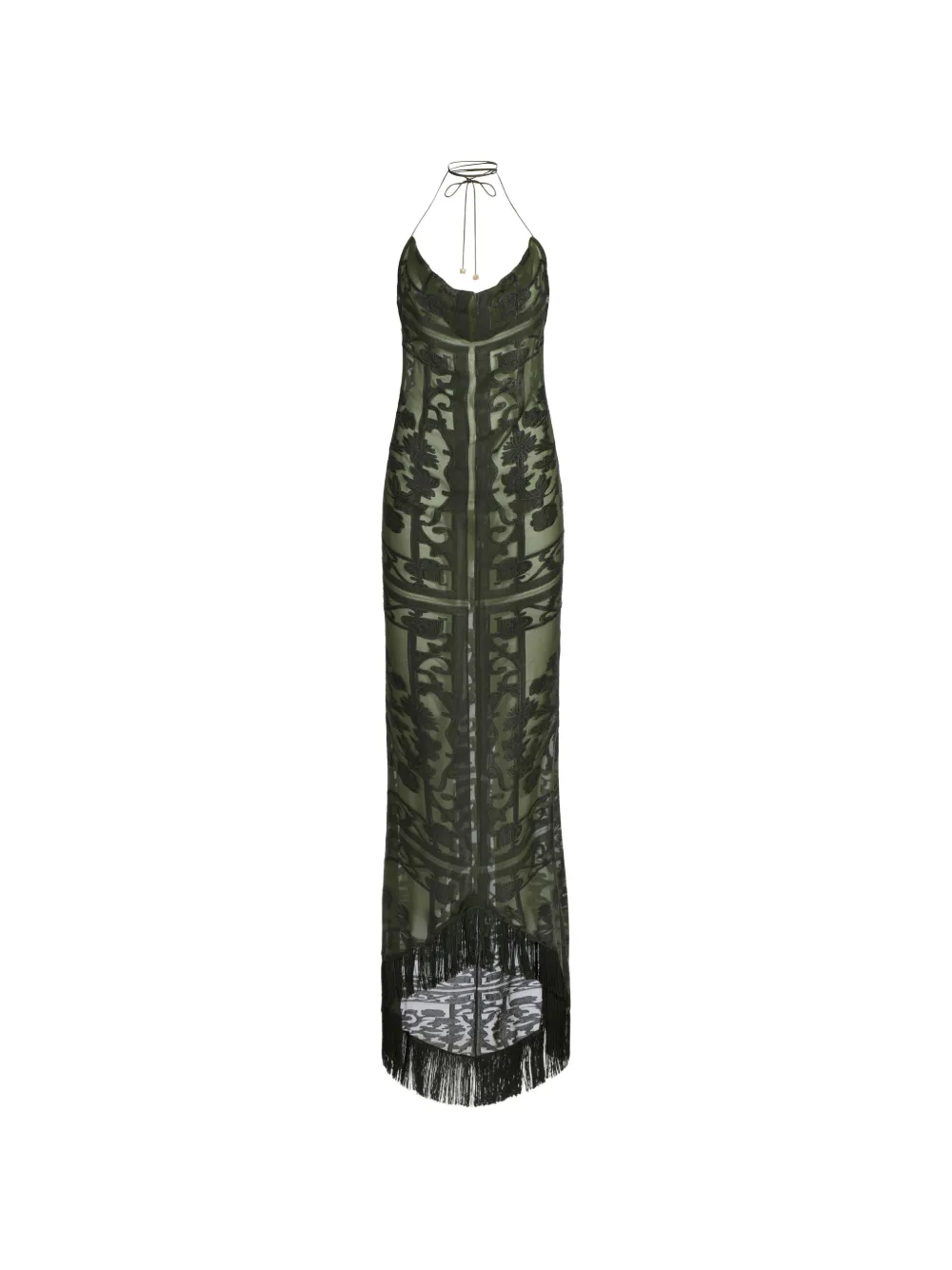 Taller Marmo 1926 maxi-jurk met franje afwerking Groen