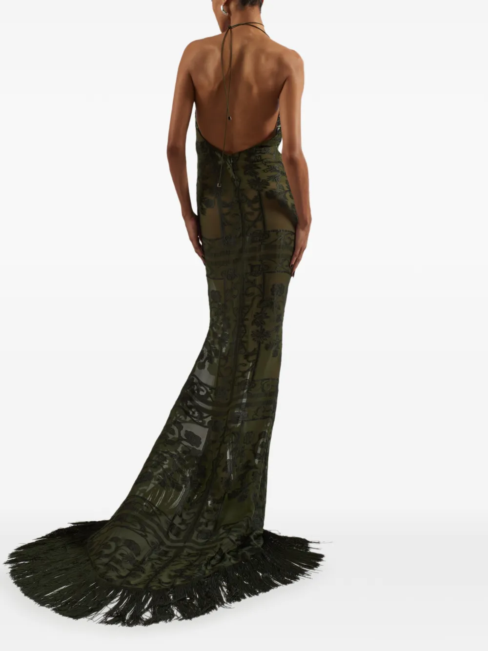 Taller Marmo 1926 maxi-jurk met franje afwerking Groen