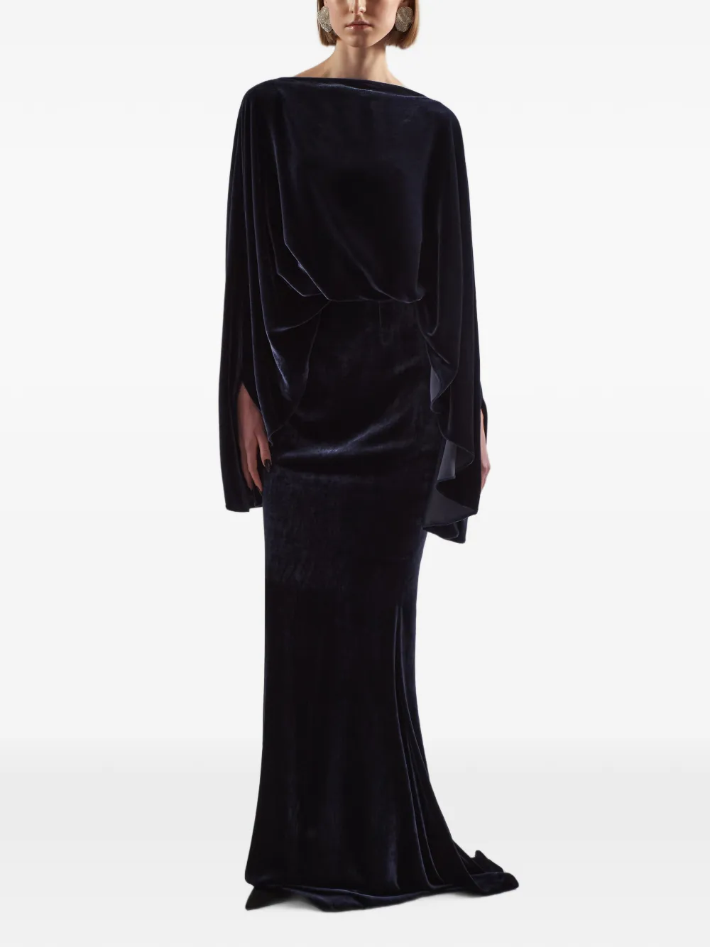 Taller Marmo Musidora fluwelen maxi-avondjurk Blauw