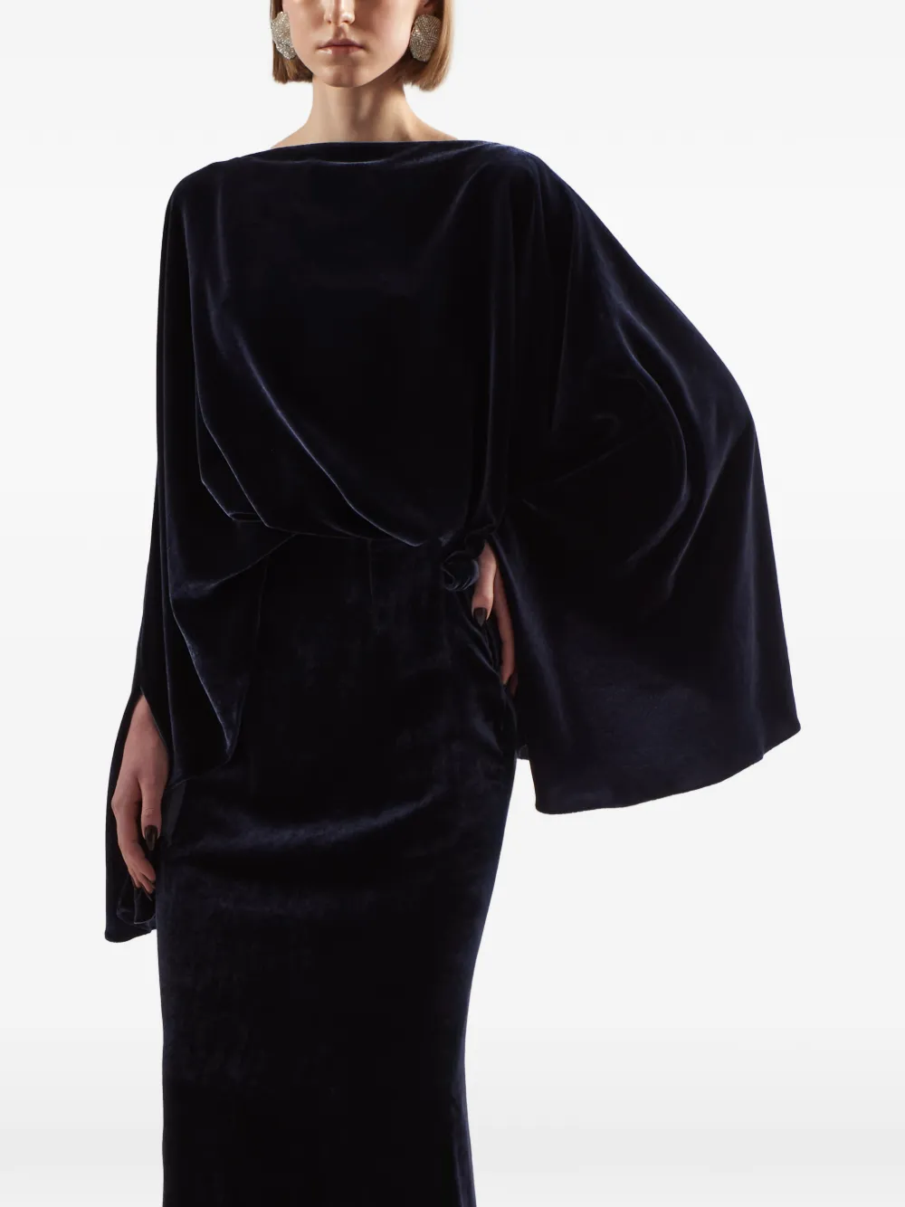 Taller Marmo Musidora fluwelen maxi-avondjurk Blauw