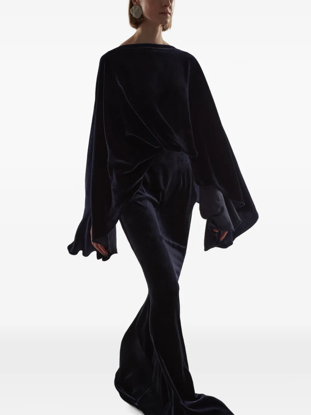 Taller Marmo Musidora fluwelen maxi-avondjurk Blauw