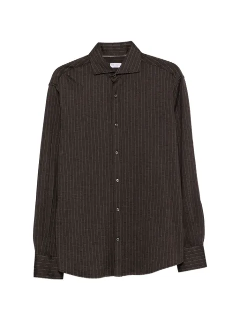 Brunello Cucinelli pinstripe-print spread-collar shirt
