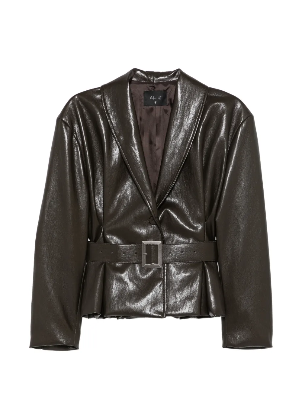 PHILIA LOFT belted faux-leather jacket - Marrone