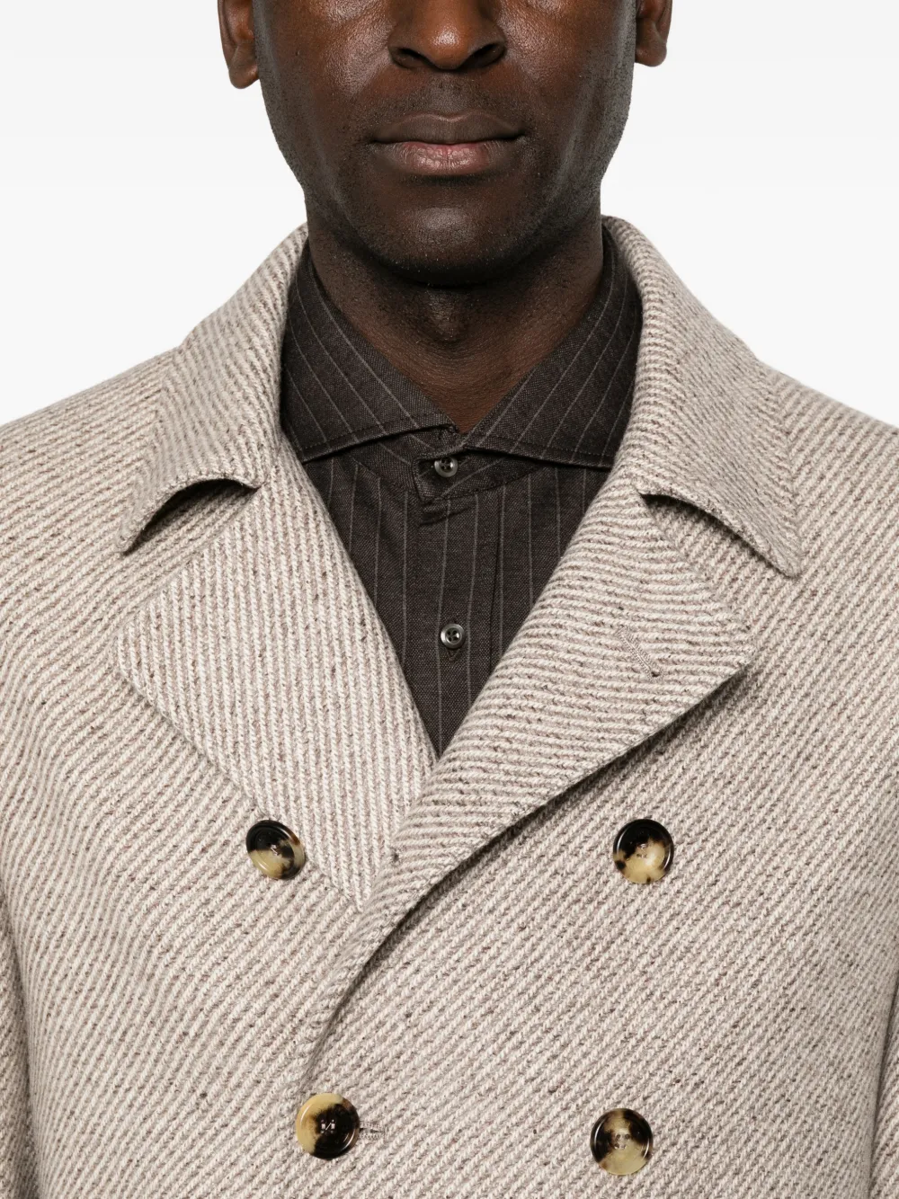 Brunello Cucinelli double-breasted chevron coat Beige