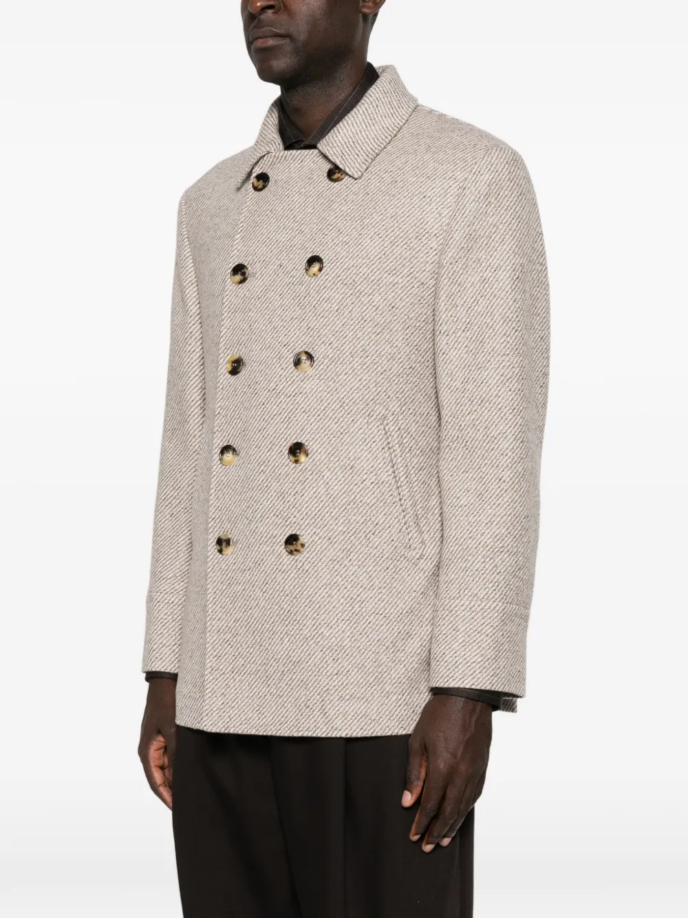 Brunello Cucinelli double-breasted chevron coat Beige
