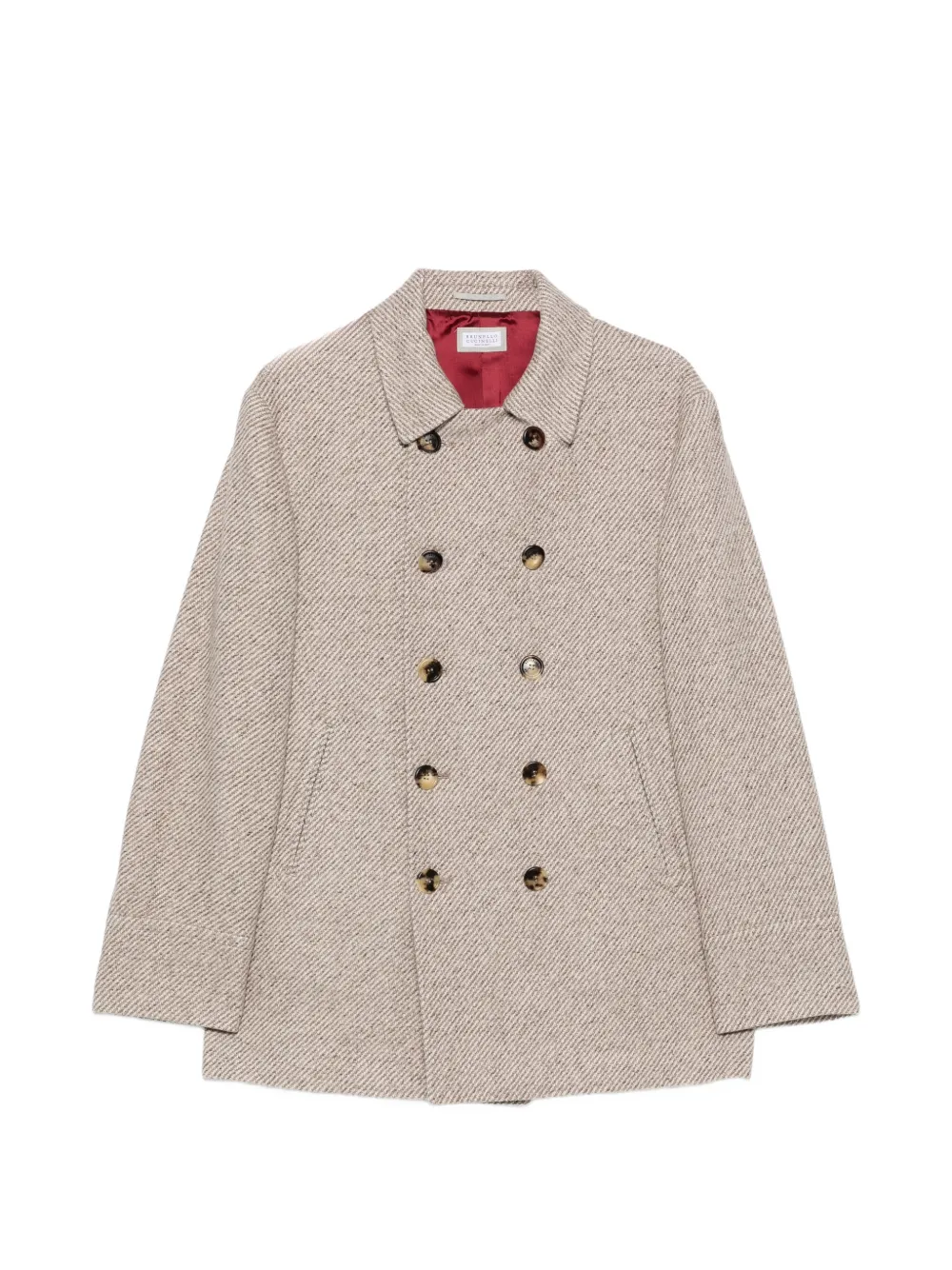 Brunello Cucinelli double-breasted chevron coat - Toni neutri