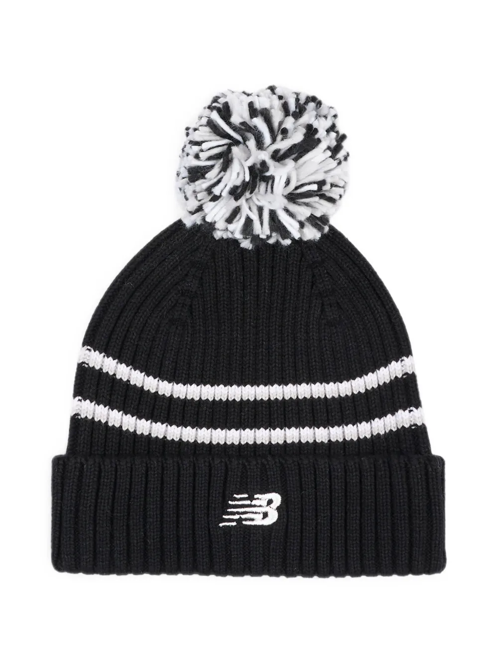 New Balance Kids bonnet rayé à pompon - Noir New Balance Kids bonnet rayé à pompon - Noir