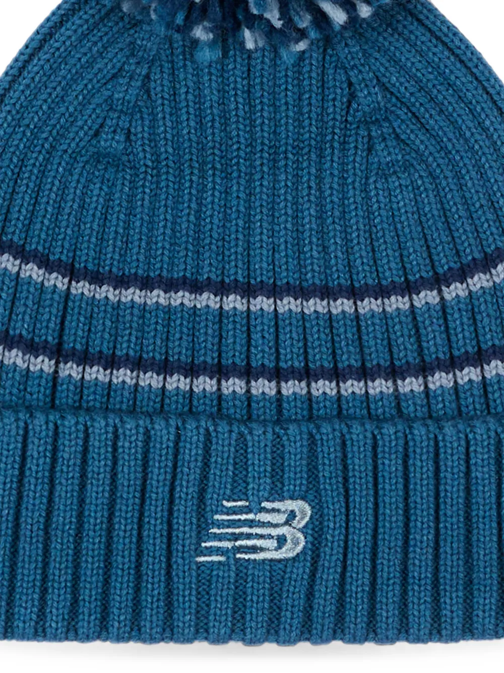 New Balance Kids Gestreepte muts met pompon Blauw