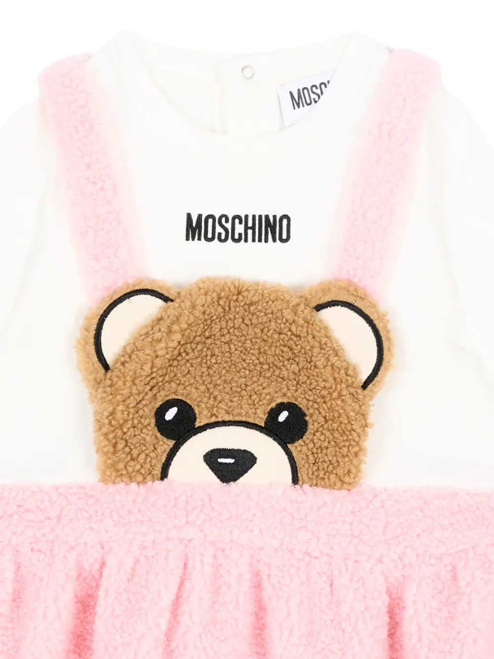 Moschino Kids Jurk met teddybeerprint Wit