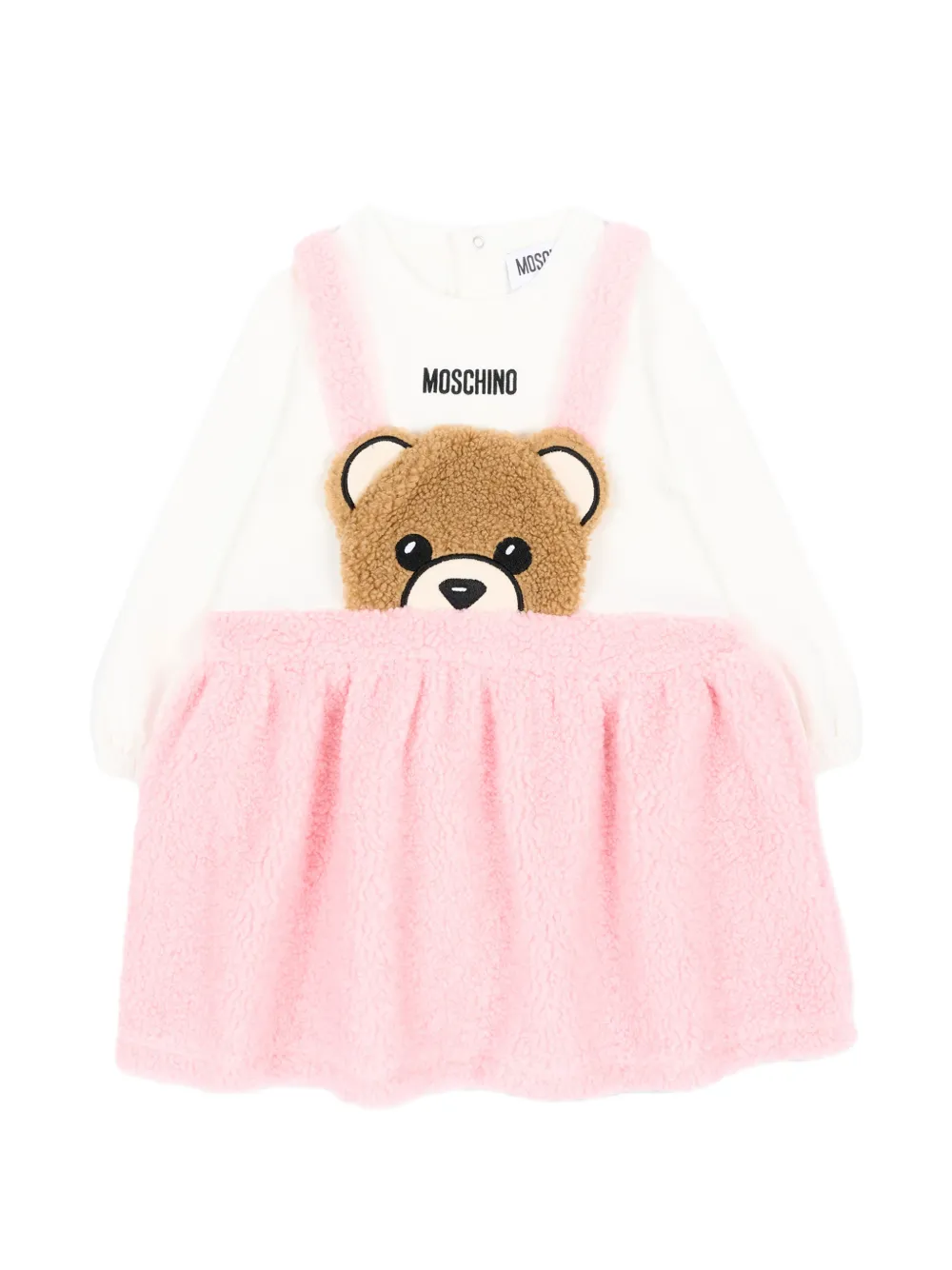 Moschino Kids Teddy Bear long-sleeve dress - Bianco