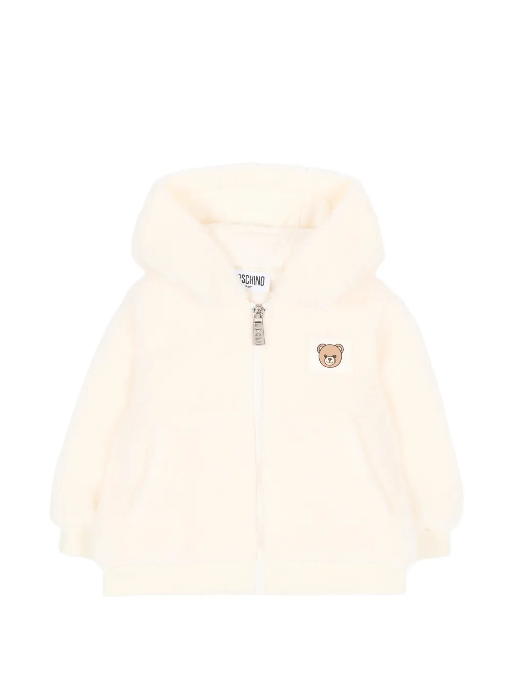 Moschino Kids Teddy Bear-patch hooded jacket - Toni neutri