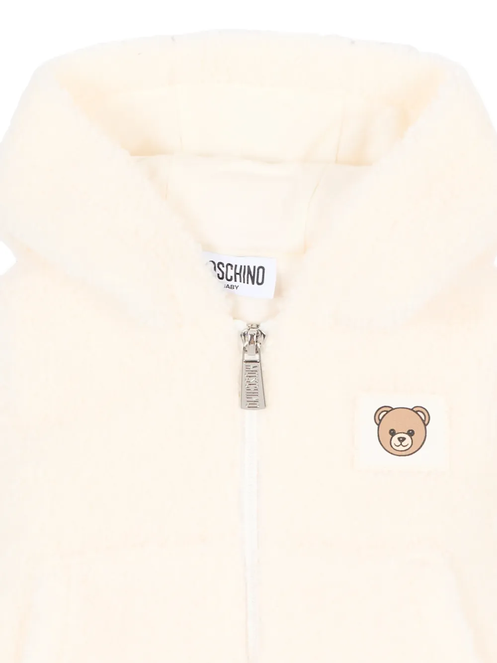 Moschino Kids Teddy Bear-patch hooded jacket Beige