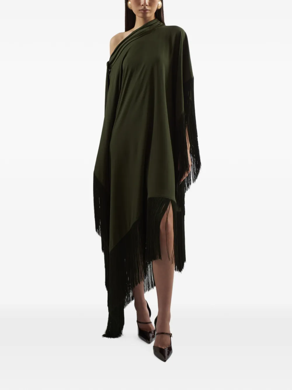 Taller Marmo Maar midi-jurk met franje afwerking Groen