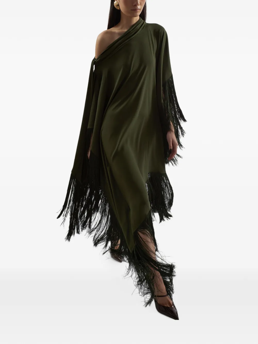 Taller Marmo Maar midi-jurk met franje afwerking Groen