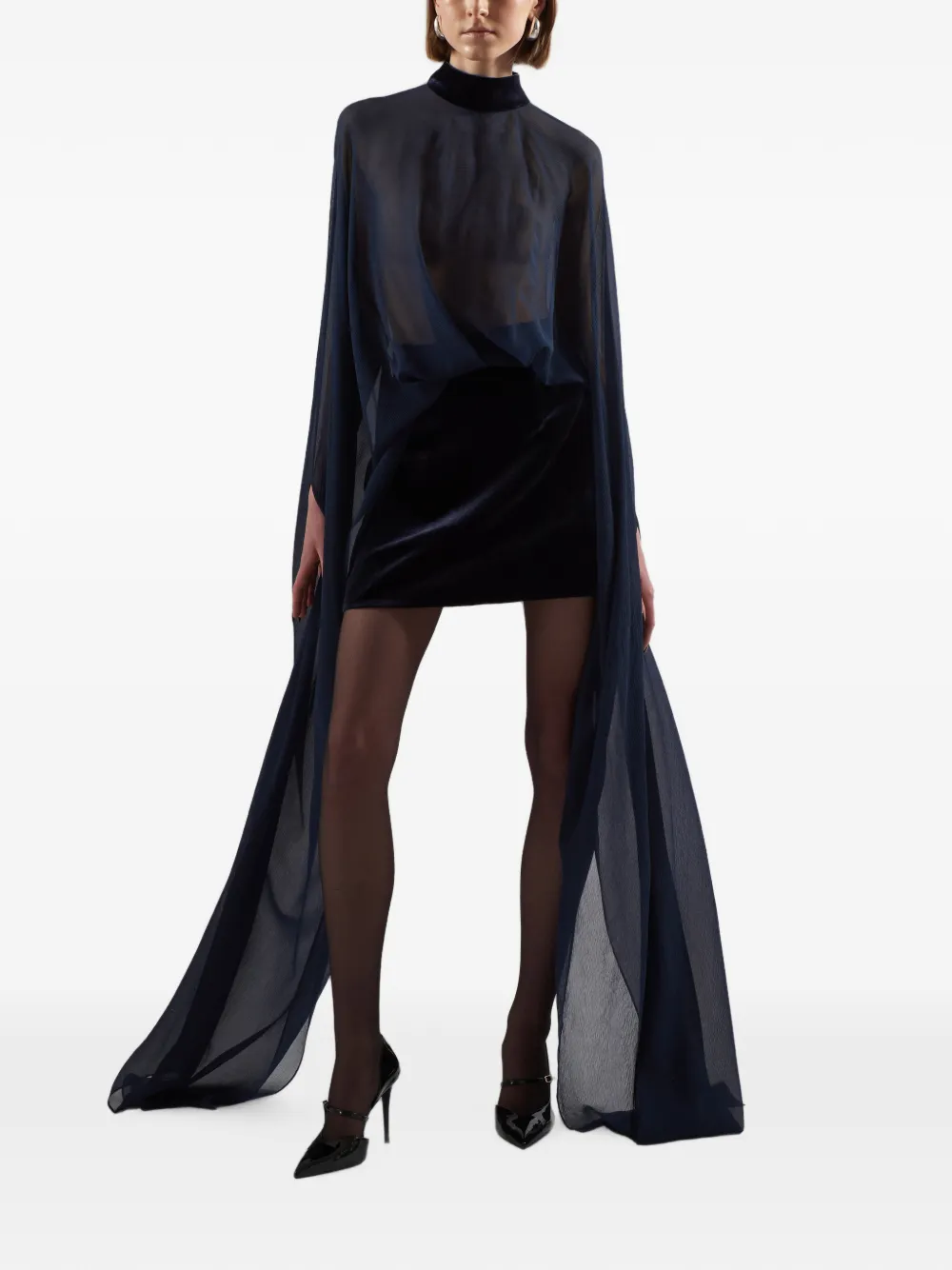 Taller Marmo Valkyria mini-jurk met capemouwen Blauw