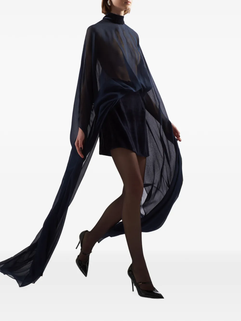 Taller Marmo Valkyria mini-jurk met capemouwen Blauw