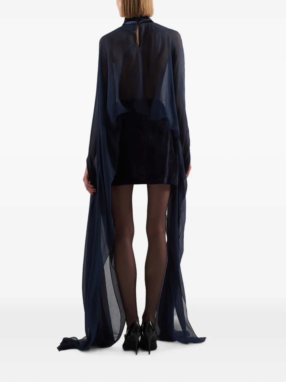 Taller Marmo Valkyria mini-jurk met capemouwen Blauw
