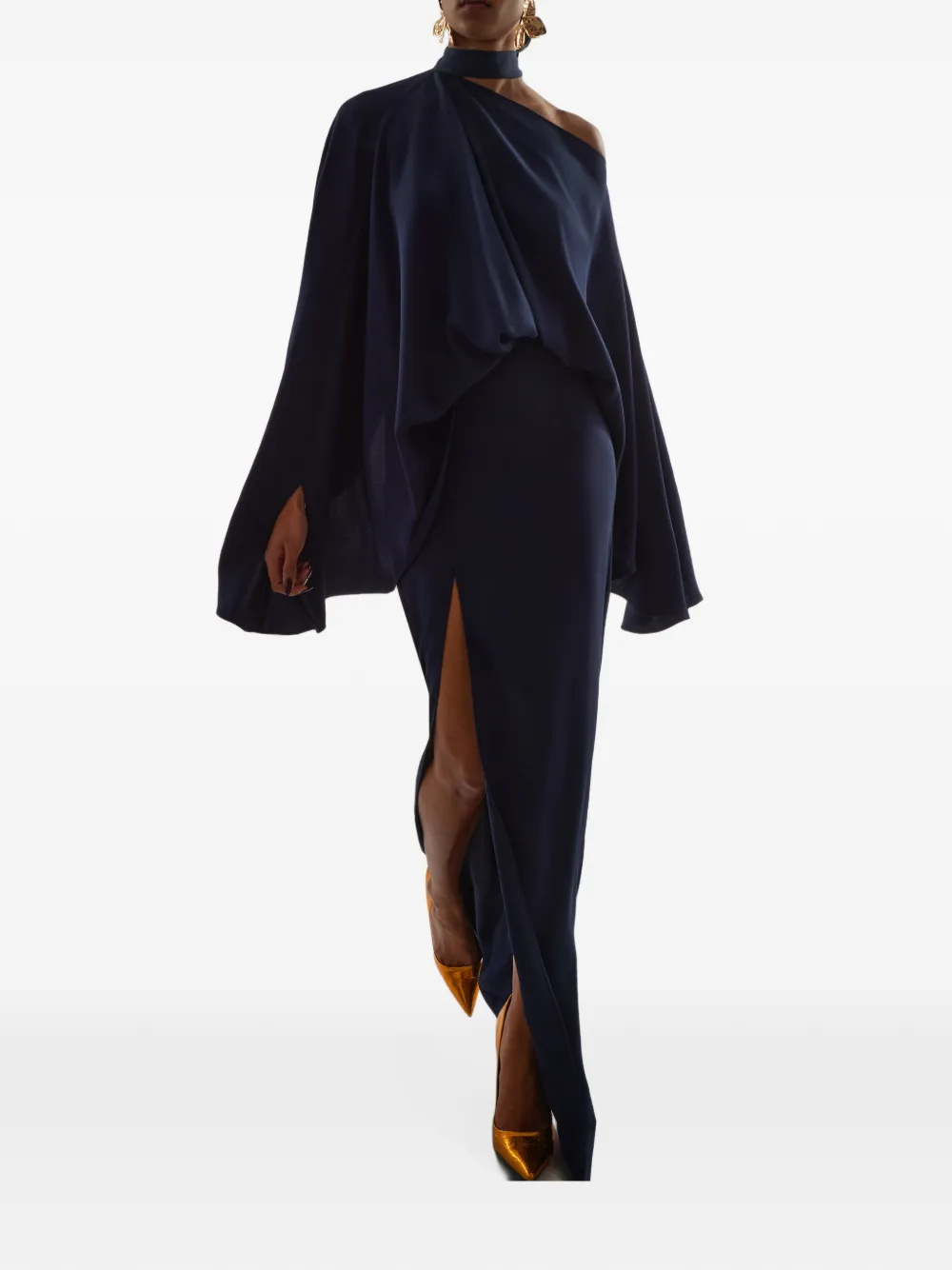 Taller Marmo Brooks maxi-jurk met gedrapeerde mouwen Blauw