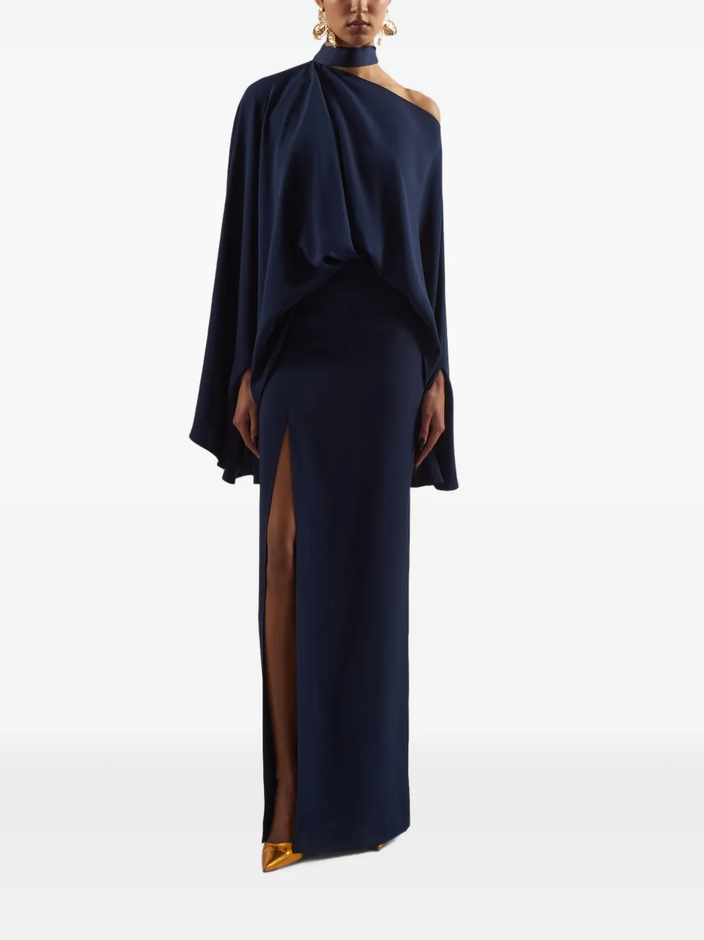 Taller Marmo Brooks maxi-jurk met gedrapeerde mouwen Blauw
