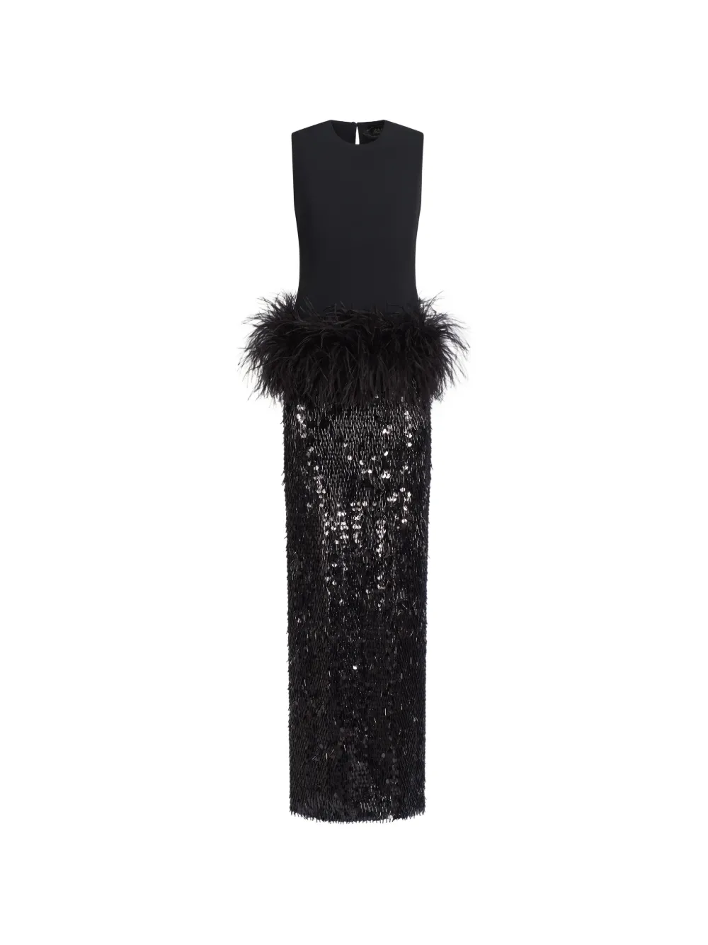 Taller Marmo Notte feather-trim sequinned maxi dress - Black